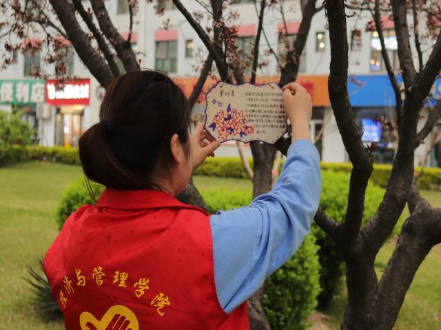 与树相约 追逐春日浪漫——经济与管理学院“树朋友 你好呀”文明实践在行动挂树牌活动