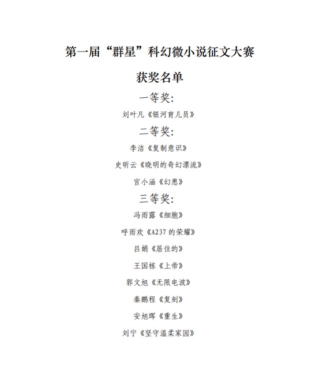 【社团巡礼节】立足科幻 遥望星辰——第一届“群星”科幻微小说征文大赛圆满落幕